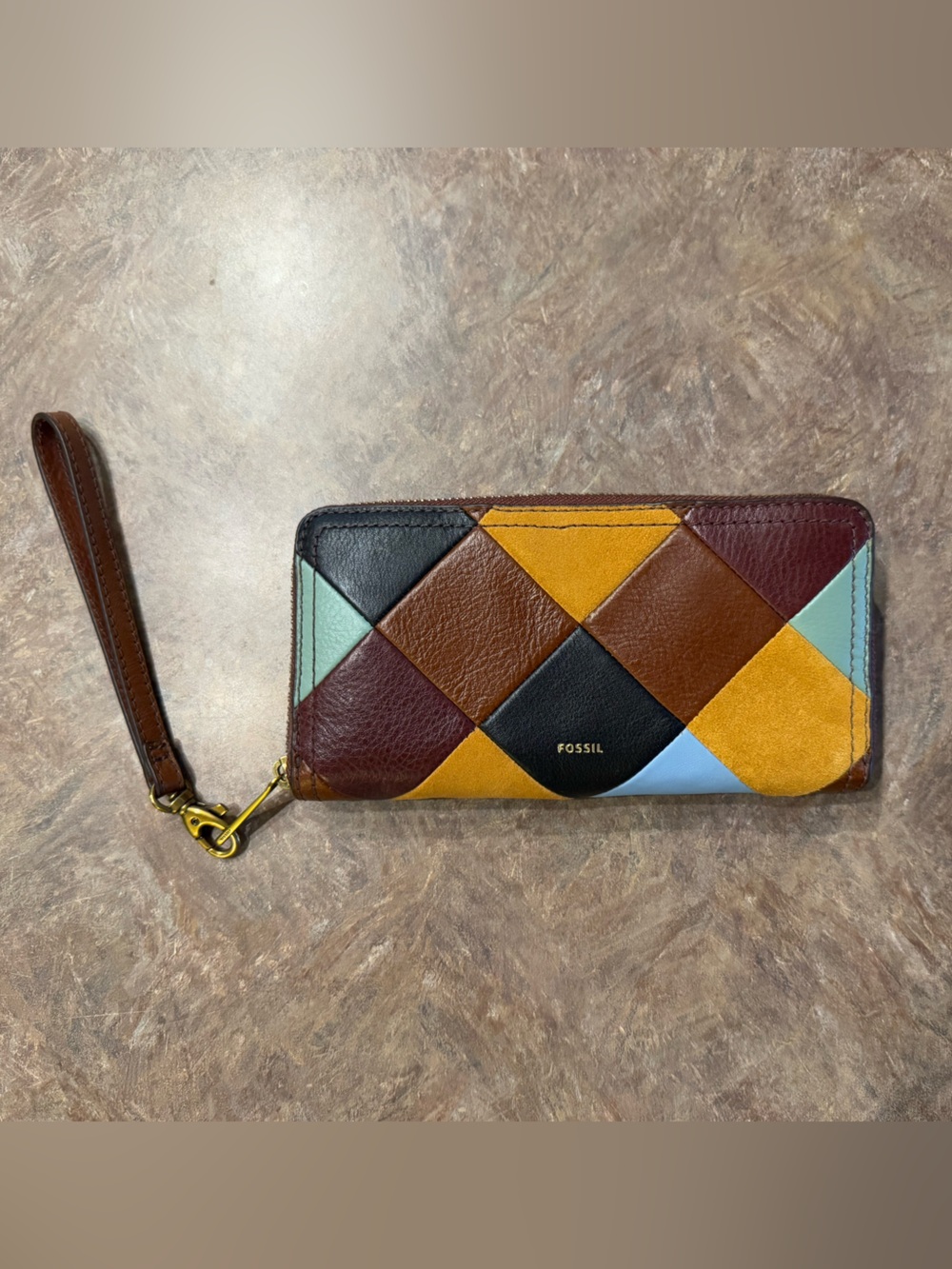 Fossil Multicolor Patchwork Leather Wristlet Wallet